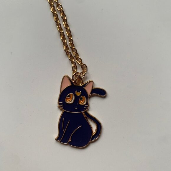 Sailor Moon Inspired Luna Cat Necklace – Gold Chain Anime Jewelry - Picture 2 of 4